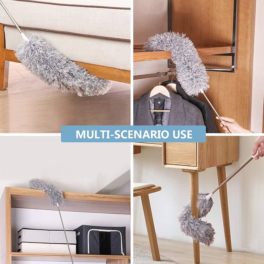 100-Inch Extendable Microfiber Feather Duster – Clean High Places Easily!