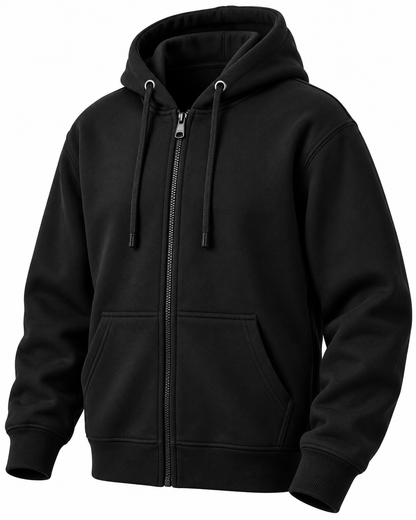 Men’s Premium Fleece Zip-Up Hoodie – Black