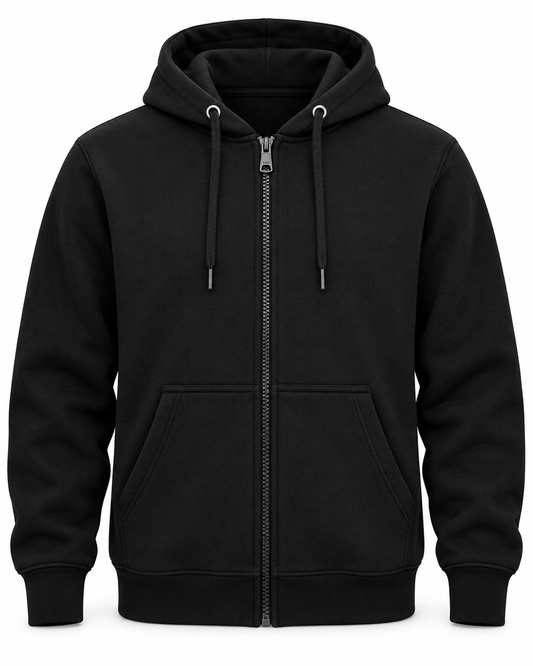 Men’s Premium Fleece Zip-Up Hoodie – Jet Black