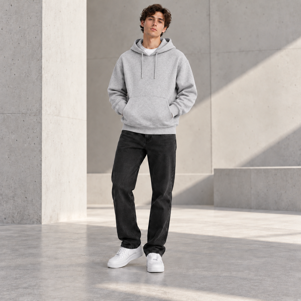 Men’s Premium Fleece Pullover Hoodie – Heather Grey