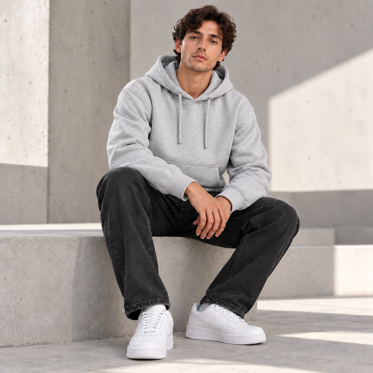 Men’s Premium Fleece Pullover Hoodie – Heather Grey