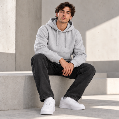 Men’s Premium Fleece Pullover Hoodie – Heather Grey