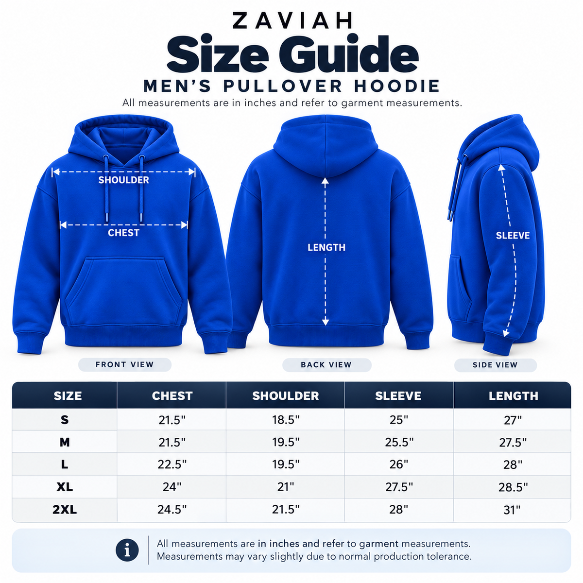 Men’s Premium Fleece Pullover Hoodie – Royal Blue