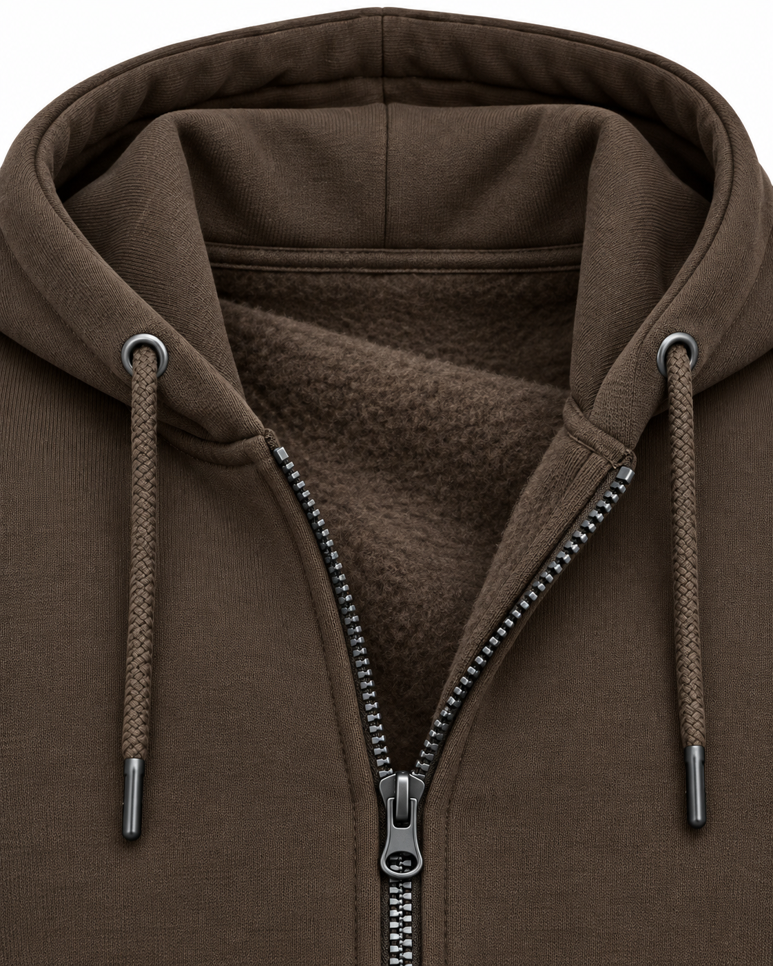 Men’s Premium Fleece Zip-Up Hoodie – Chocolate Brown