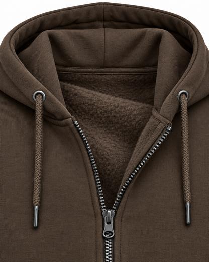 Men’s Premium Fleece Zip-Up Hoodie – Chocolate Brown