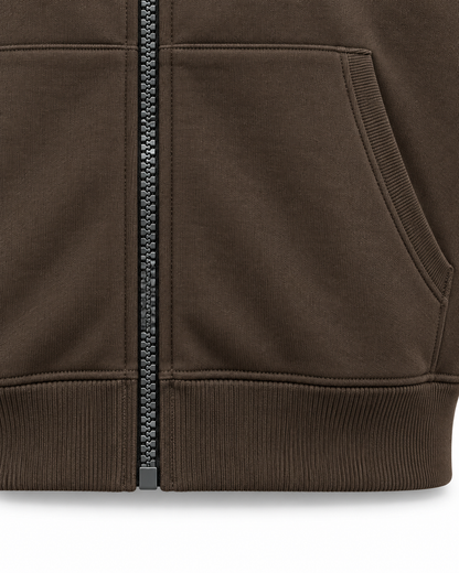 Men’s Premium Fleece Zip-Up Hoodie – Chocolate Brown