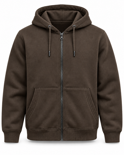 Men’s Premium Fleece Zip-Up Hoodie – Chocolate Brown