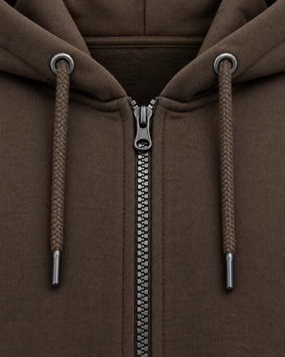 Men’s Premium Fleece Zip-Up Hoodie – Chocolate Brown