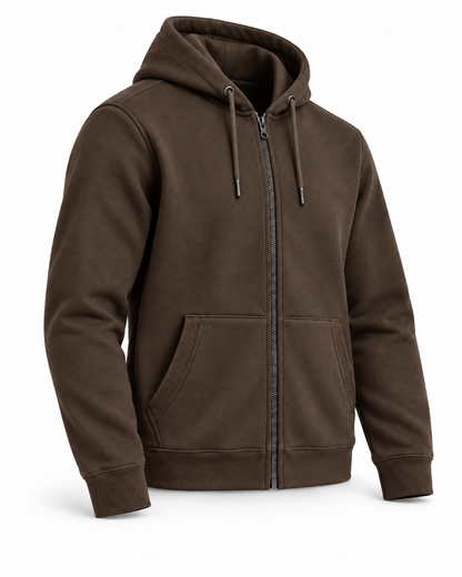 Men’s Premium Fleece Zip-Up Hoodie – Chocolate Brown