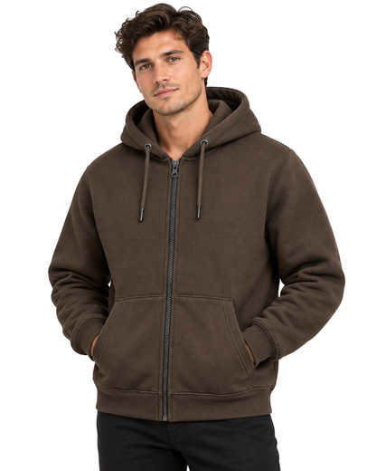 Men’s Premium Fleece Zip-Up Hoodie – Chocolate Brown